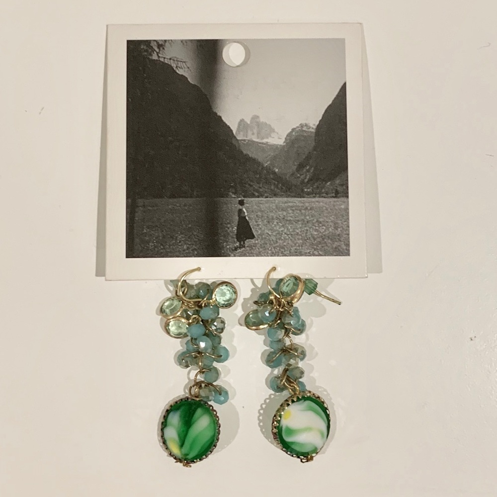 Anthropologie Sea Green Dangly Earrings Unworn
